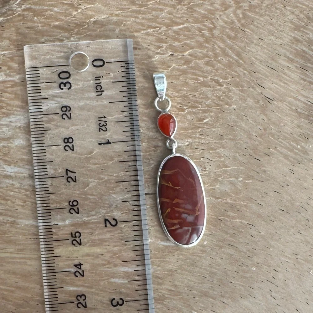 NWOT Sundance Red Dirt Road Pendant, Noreena Jasper, Carnelian, Sterling Silver